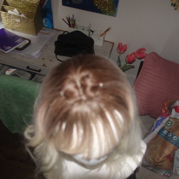 Adorable Blonde human hair blend wig main image 6